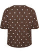 Kortermet strikkebluse med prikker, Brun, Packshot image number 1