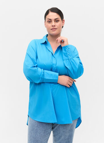 Langermet skjorte med høy mansjett, Dresden Blue, Model image number 0