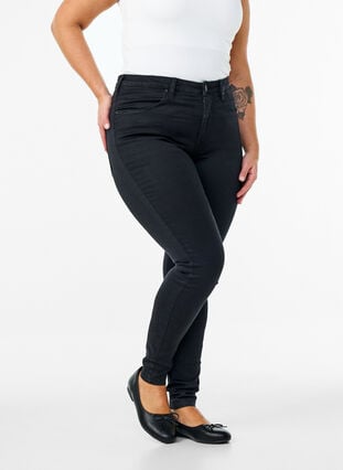 Zizzi Super slim Amy jeans med høyt liv, Black, Model image number 2