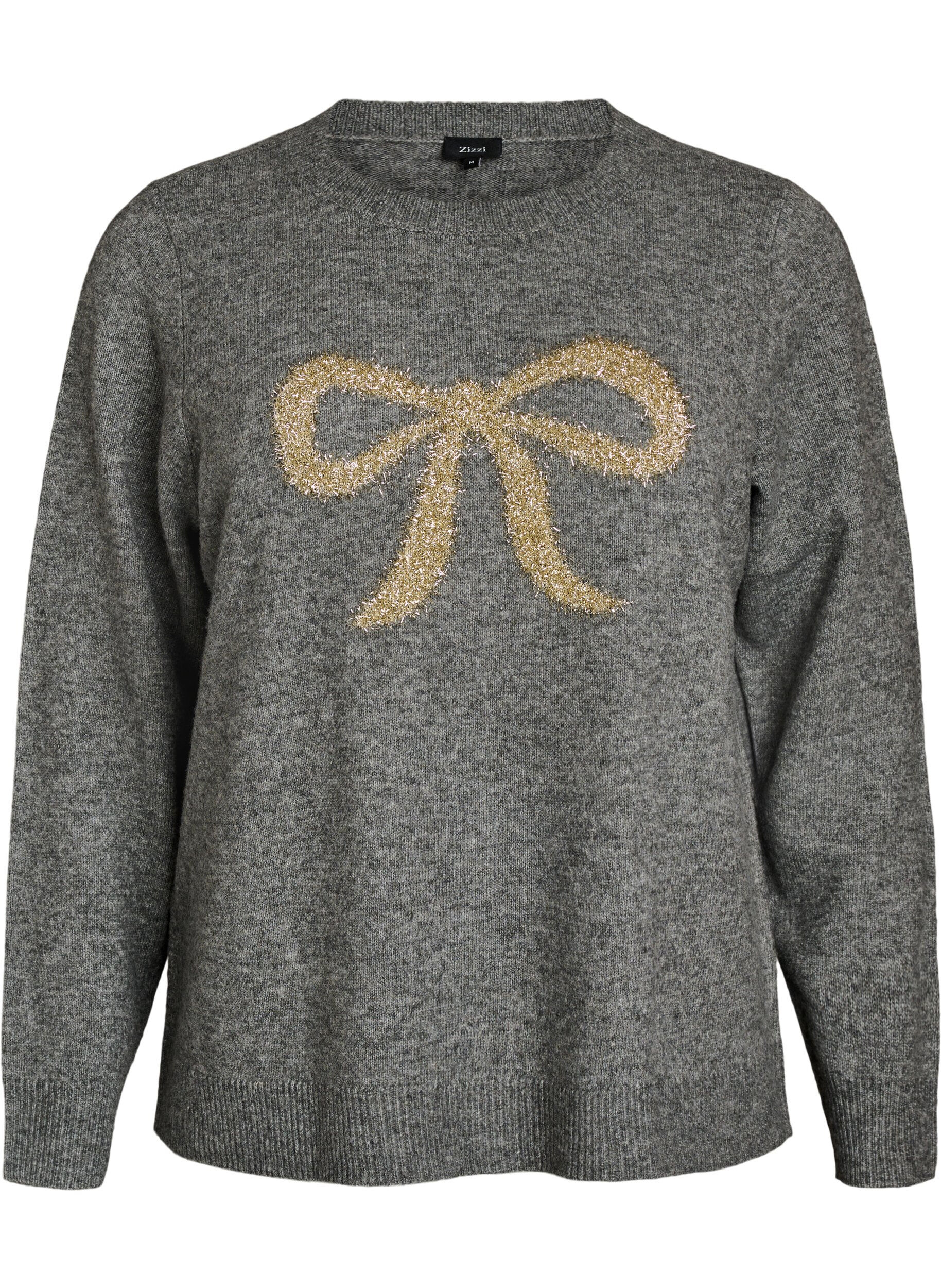 Strikkebluse med glittersl&oslash;yfe
