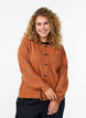 Ribbestrikket cardigan med knapper, Orange, Model image number 0