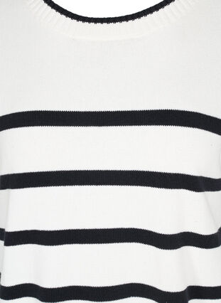 Stripete strikkegenser med splitt, Cloud Dancer w Black, Packshot image number 2