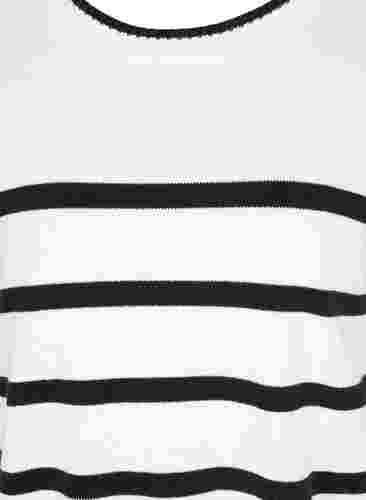 Stripete strikkegenser med splitt, Cloud Dancer w Black, Packshot image number 2