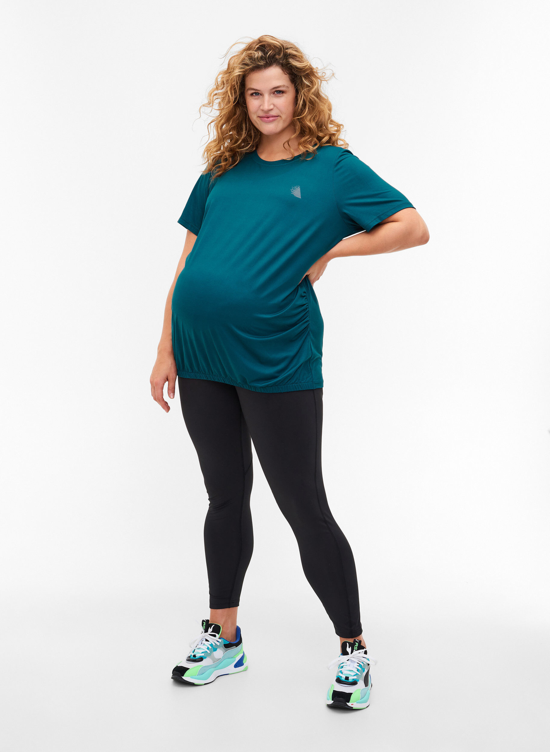 Zizzi T-skjorte til trening for gravide, Deep Teal, Model image number 2