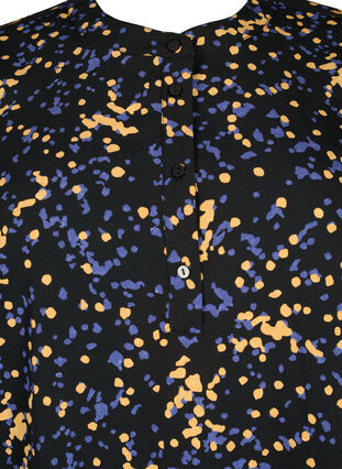 Zizzi Tunika med FLASH-trykk og lange ermer, Black Splash AOP, Packshot image number 2
