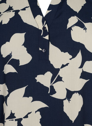 FLASH - Langermet bluse med mønster, Blue White Flower, Packshot image number 2