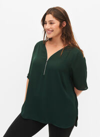 V-hals bluse med glidelås, Scarab, Model