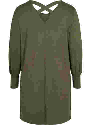 Langermet kjole med ryggdetaljer, Ivy Green Mel., Packshot image number 1