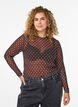 Bluse med mesh og prikker, Brun, Model image number 0