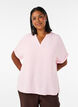 L&oslash;s bluse med korte ermer, Rosa, Model image number 0