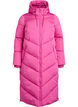 Lang pufferjakke med hette og lommer, Rosa, Packshot image number 0