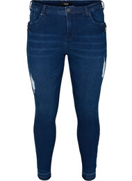 Super slim Amy jeans med splitt, Dark blue denim