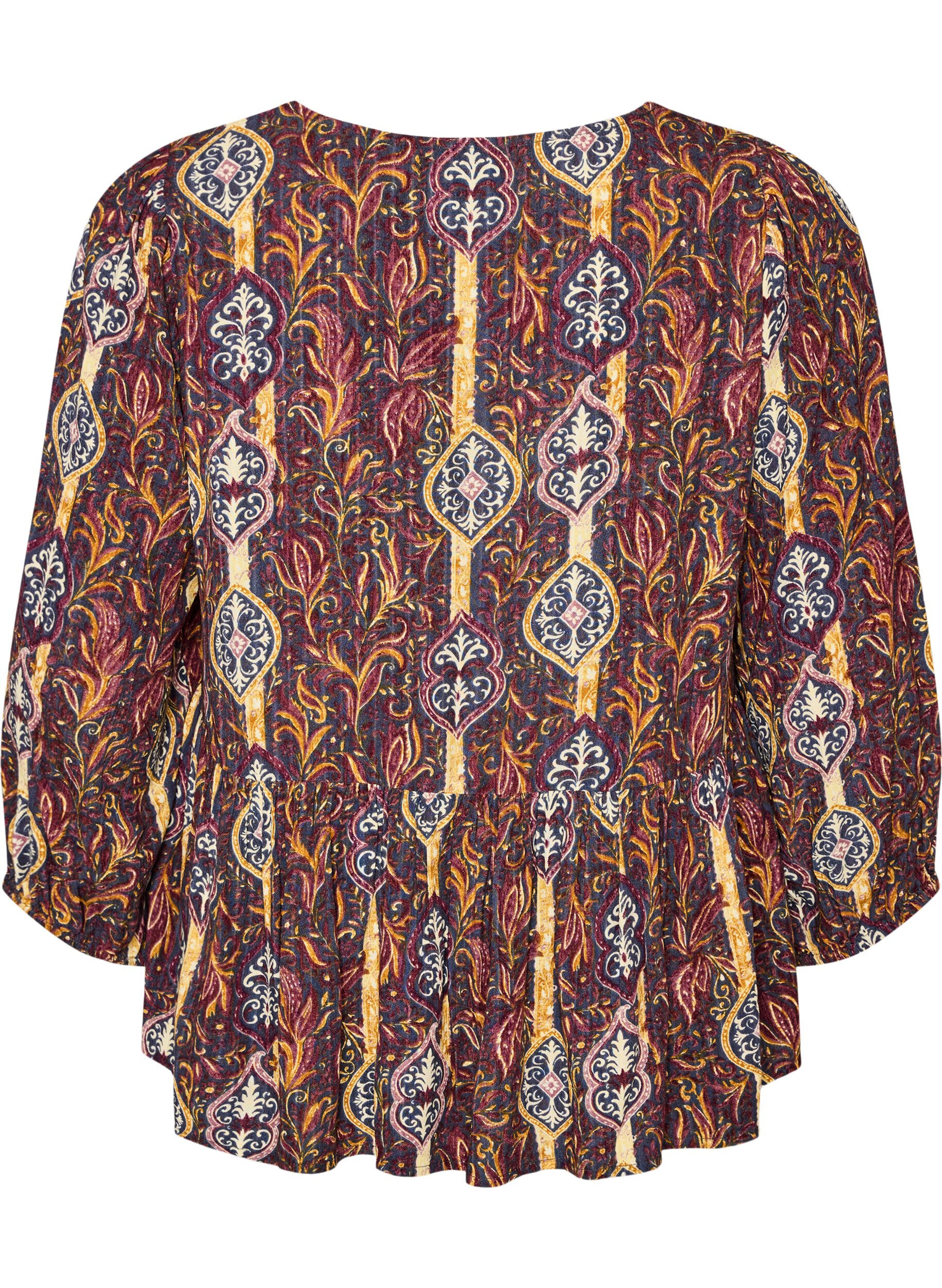 ZizziBluse med paisleytrykk og blondedetaljer, Lilla, Packshot image number 1