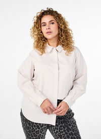 Langermet bomullsskjorte, Beige Langermet bomullsskjorte, Beige, Model
