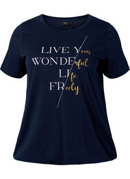 Kortermet T-skjorte i bomull med elastisk kant, Night Sky W. Live