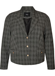 Kort blazer med rutete m&oslash;nster, Gr&aring;