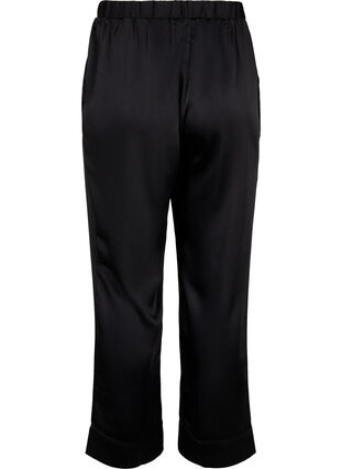 Zizzi Pyjamasbukse i sateng med elastisk linning, Black, Packshot image number 1