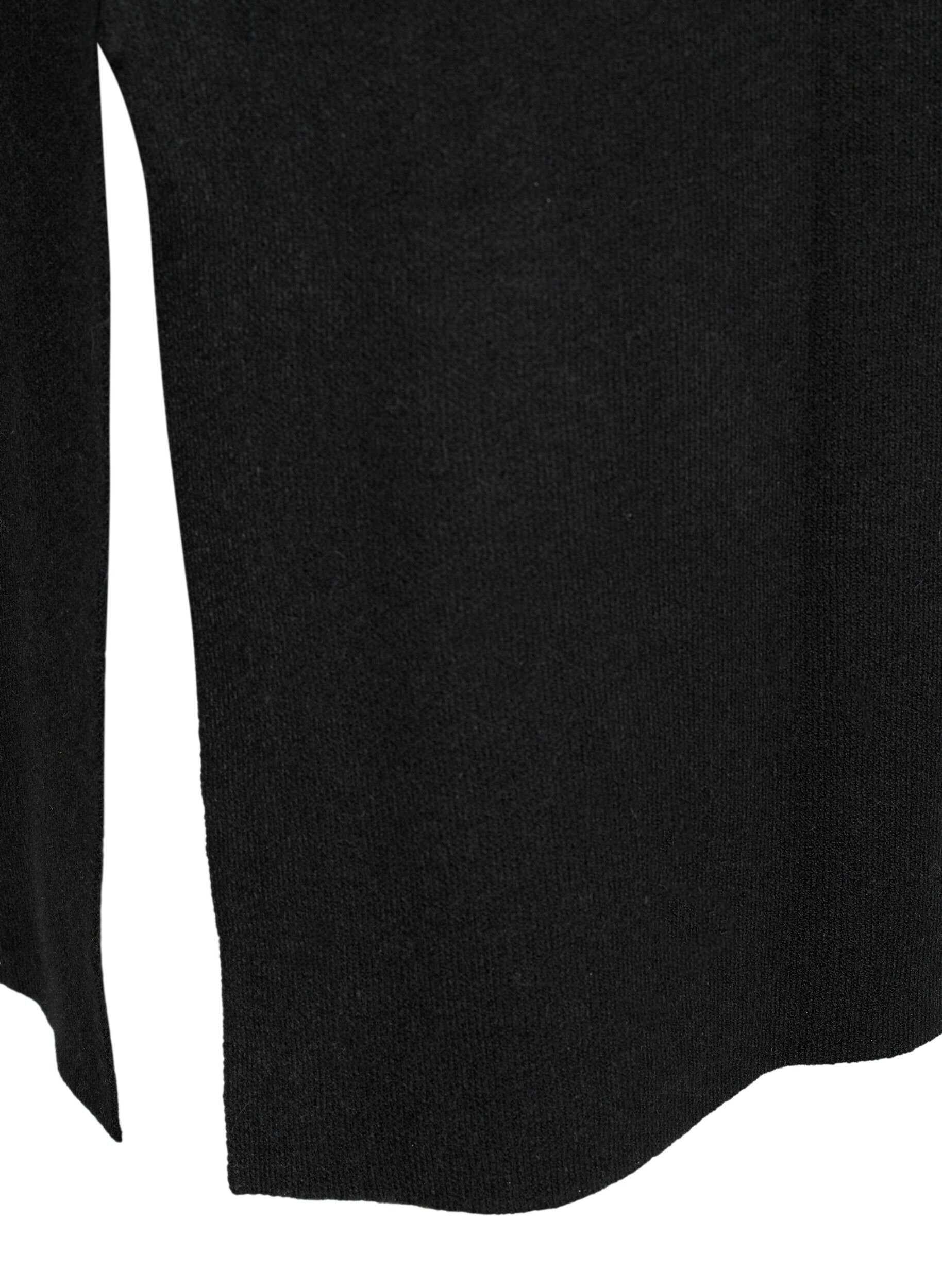 Zizzi Strikket cardigan med striper i viskoseblanding, Black w. Birch, Packshot image number 3