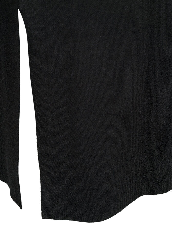 Strikket cardigan med striper i viskoseblanding, Black w. Birch, Packshot image number 3