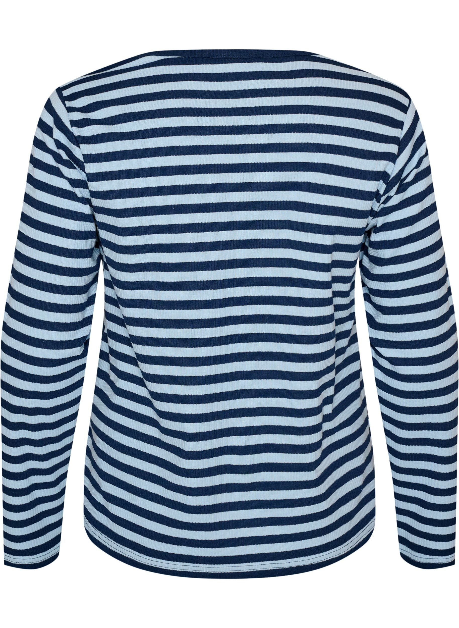 ZizziLangermet nattopp i ribbestrikket jersey med striper, Bl&aring;, Packshot image number 1