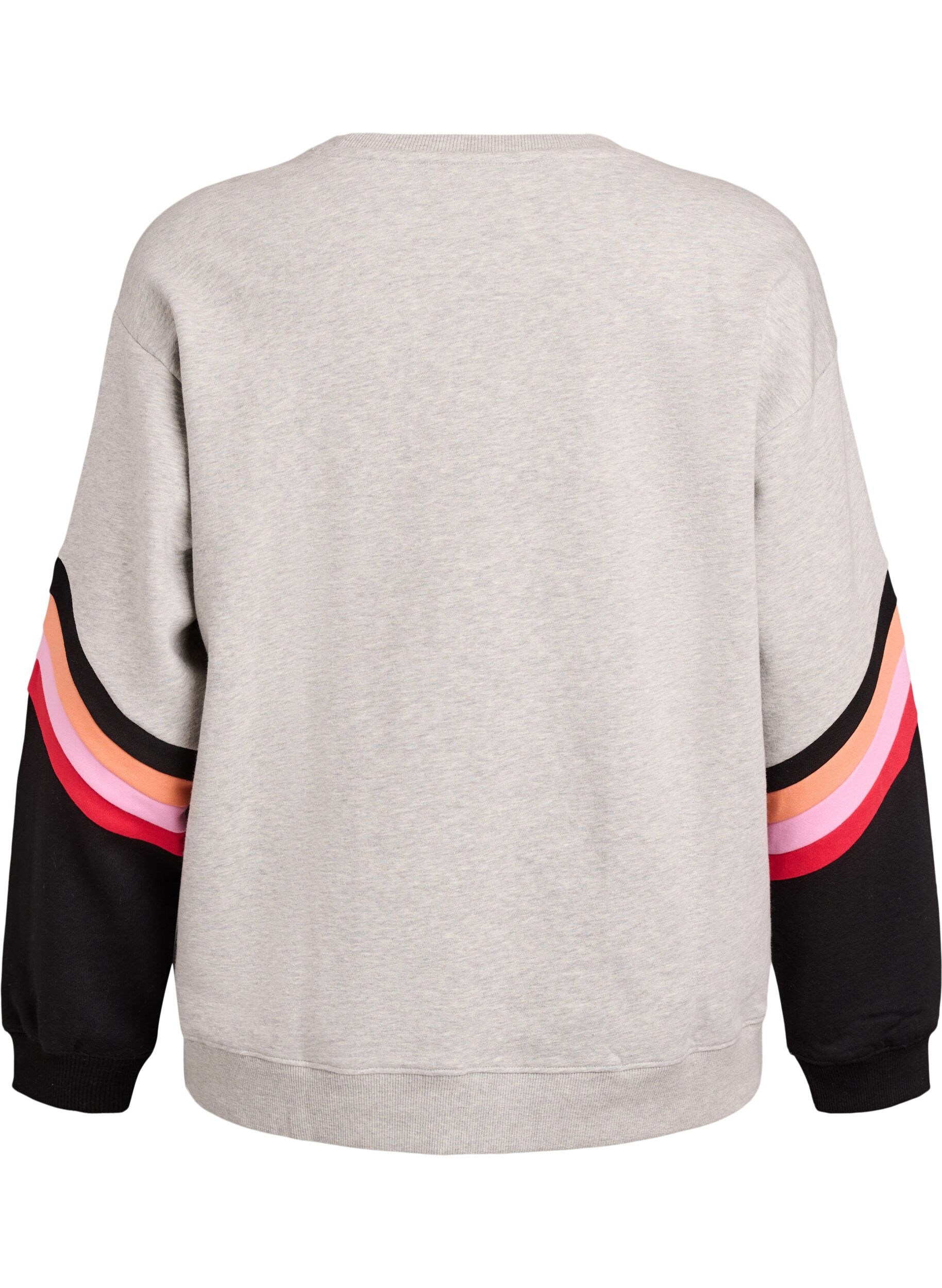 ZizziL&oslash;s genser med kontrastdetaljer p&aring; ermene, Gr&aring;, Packshot image number 1