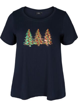 T-skjorte med julemotiv og paljetter, Night Sky, Packshot image number 0
