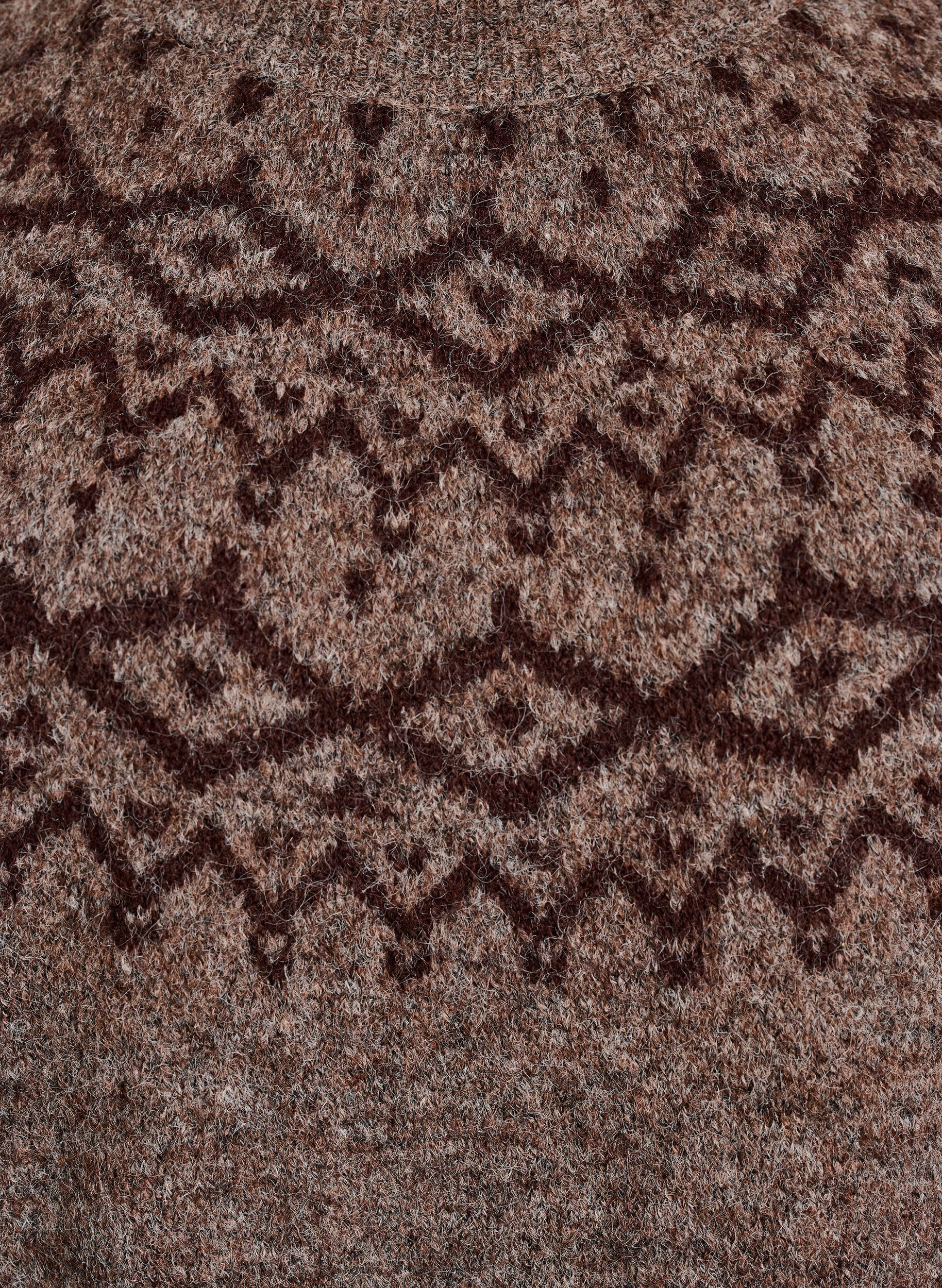 ZizziStrikkekjole med jacquardm&oslash;nster, Brun, Packshot image number 2