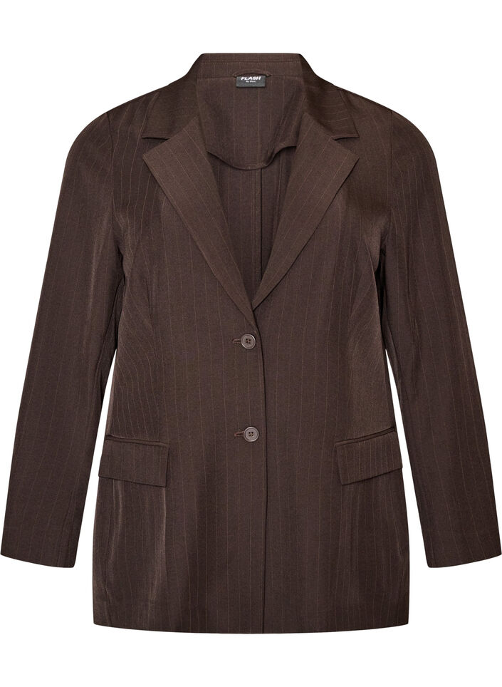 Blazer med lommer og splitter, Brun, Packshot image number 0