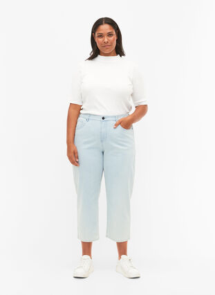Straight jeans med ankellengde, Light Blue Stripe, Model image number 0