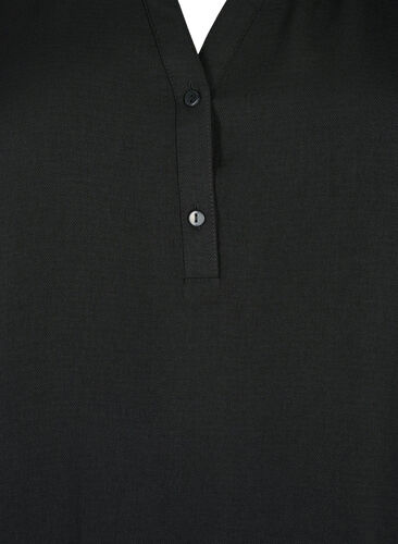 Bluse med vaffelsøm og v-utringning, Black, Packshot image number 2