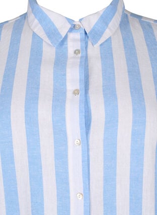Lang skjorte i lin og bomull, Blue White Stripe, Packshot image number 2