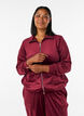 Myk velourcardigan med glidel&aring;s og h&oslash;y krage, R&oslash;d, Model image number 0