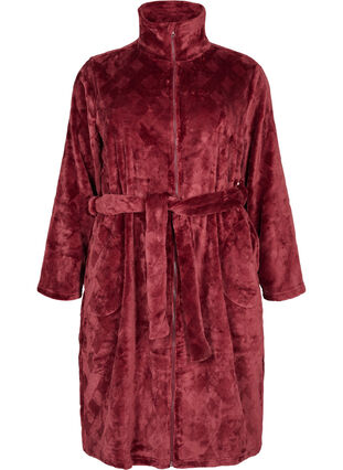 Morgenkåpe med glidelås og lommer, Rose, Packshot image number 0