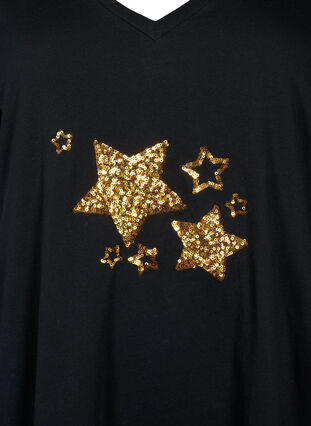 T-skjorte i bomull med paljetter, Black W. Star, Packshot image number 2