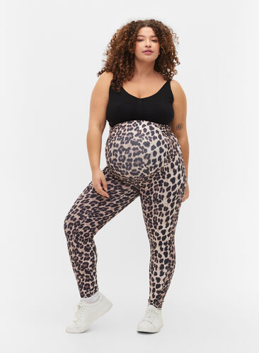 Leggings til gravide med leopardmønster, Black Leo AOP, Model image number 0