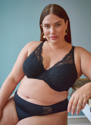 Zizzi G-streng med blondedetaljer, 3 stk., Svart, Image image number 0