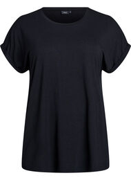 Loose t-skjorte med rund hals, Black Solid