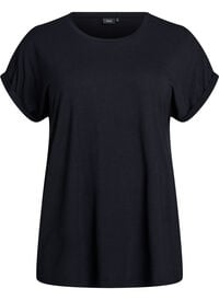 Loose t-skjorte med rund hals, Svart Loose t-skjorte med rund hals