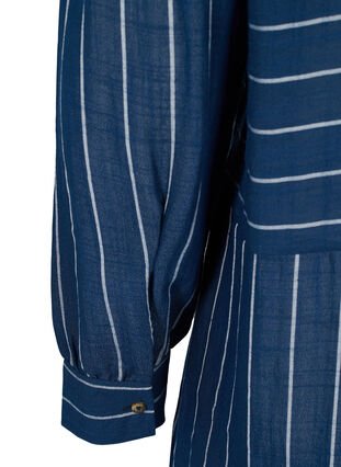 Lang stripete skjorte i viskosemiks, Blue/White, Packshot image number 3