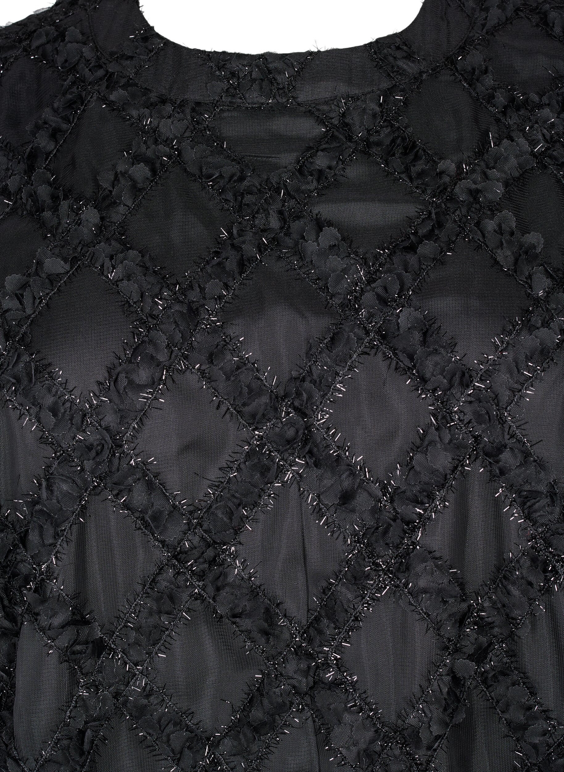 Zizzi Kort teksturert kjole, Black, Packshot image number 2