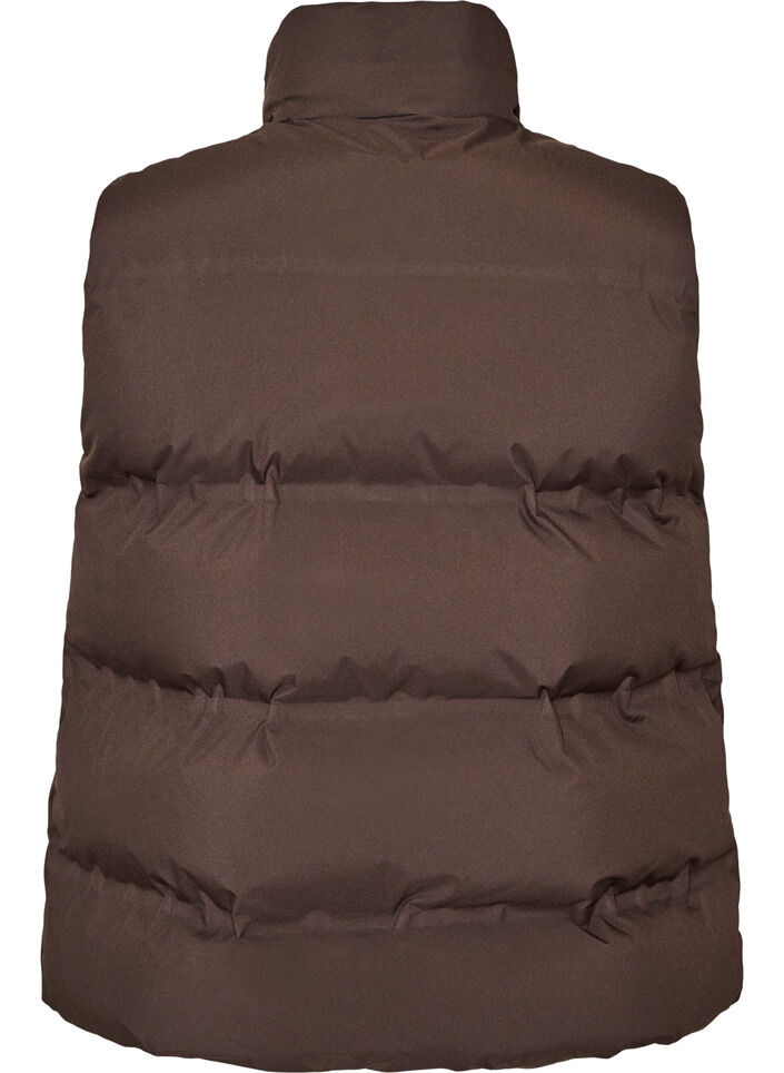 Kort puffvest med h&oslash;y krage, Brun, Packshot image number 1