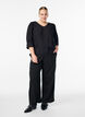 Bluse med V-hals og 3/4-ermer, Svart, Model image number 1