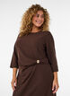 Jerseykjole med drapering og dekorativ spenne, Brun, Model image number 2