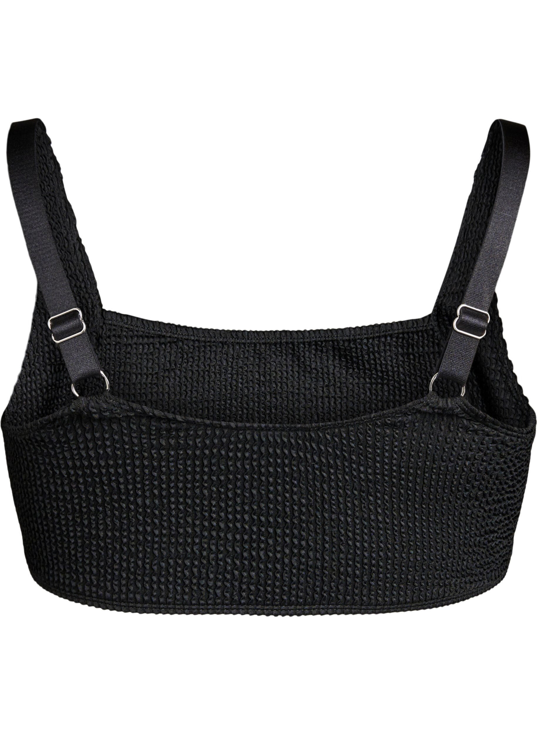 Zizzi Crepe bikinitopp med justerbare stropper, Svart, Packshot image number 1