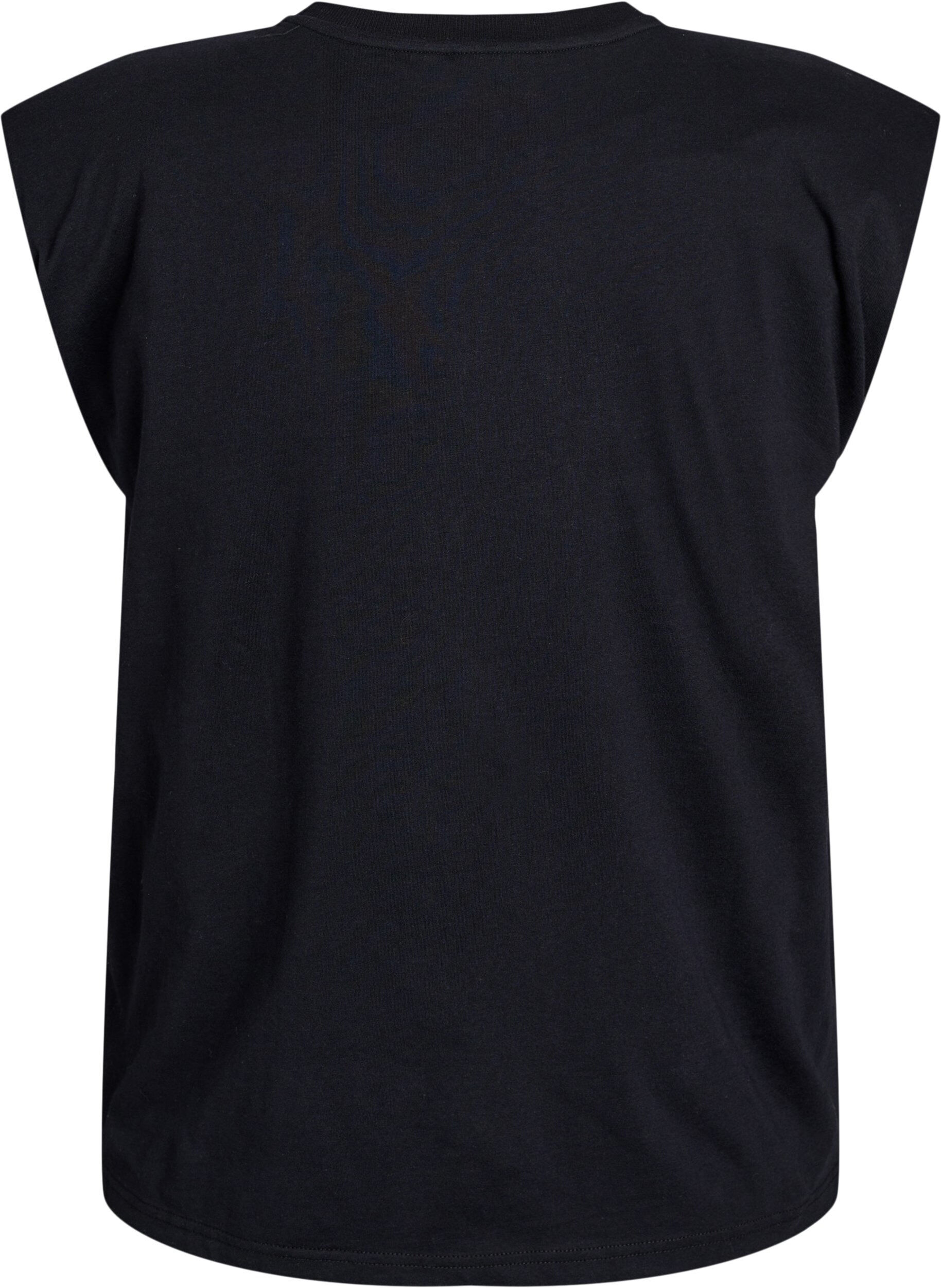 Zizzi Ermel&oslash;s jerseybluse med skulderputer, Svart, Packshot image number 1