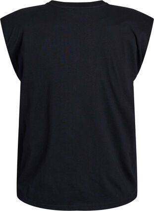 Zizzi Ermeløs jerseybluse med skulderputer, Svart, Packshot image number 1