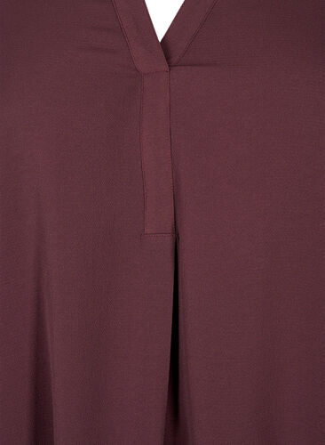 Ensfarget bluse med V-hals, Fudge, Packshot image number 2