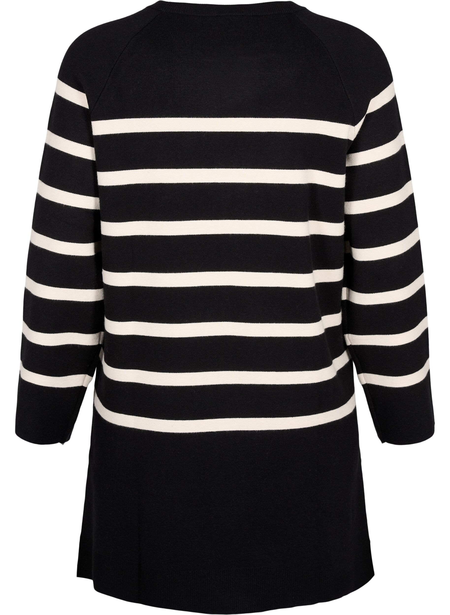 Zizzi Strikkekjole med rund hals og splitt, Svart, Packshot image number 1