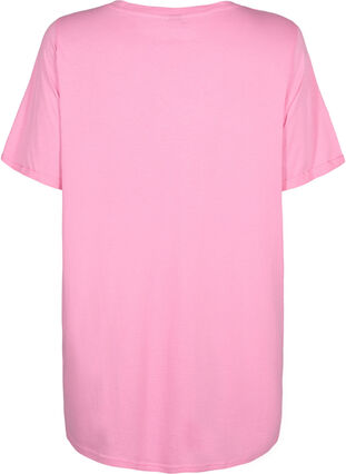 Ensfarget oversized T-skjorte med V-hals, Rosebloom, Packshot image number 1