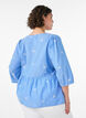 Bluse i bomull med broderte blomster og knappelukking, Bl&aring;, Model image number 2